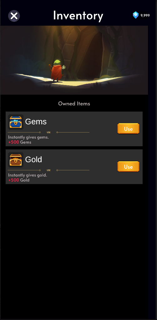 The inventory — gems and gold.