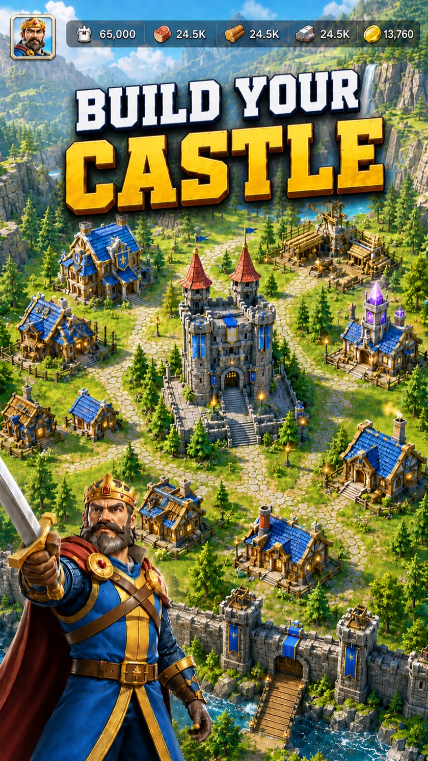 Build your castle — the kingdom of Northeld from above.